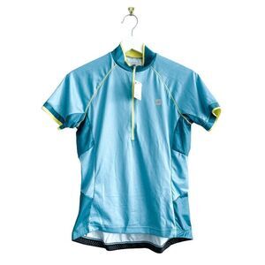 MEC Women's Cycling Jersey Short Sleeve 1/4 Zip Activewear Top Blue Medium NWT